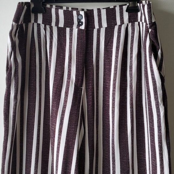 H&M | Brown Stripe Wide Leg Capri. Sz. 14 - Picture 2 of 9